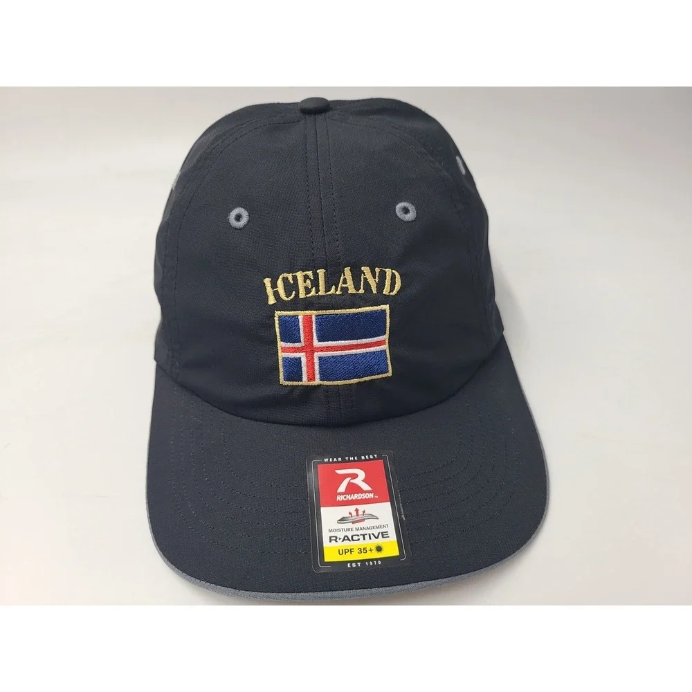 Iceland‎ Flag Richardson R-Active Adjustable Hat Cap Polyester Men Women Black